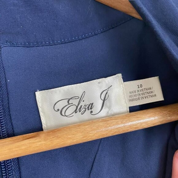 ELIZA J navy eyelet v neck mini dress - Picture 4 of 7